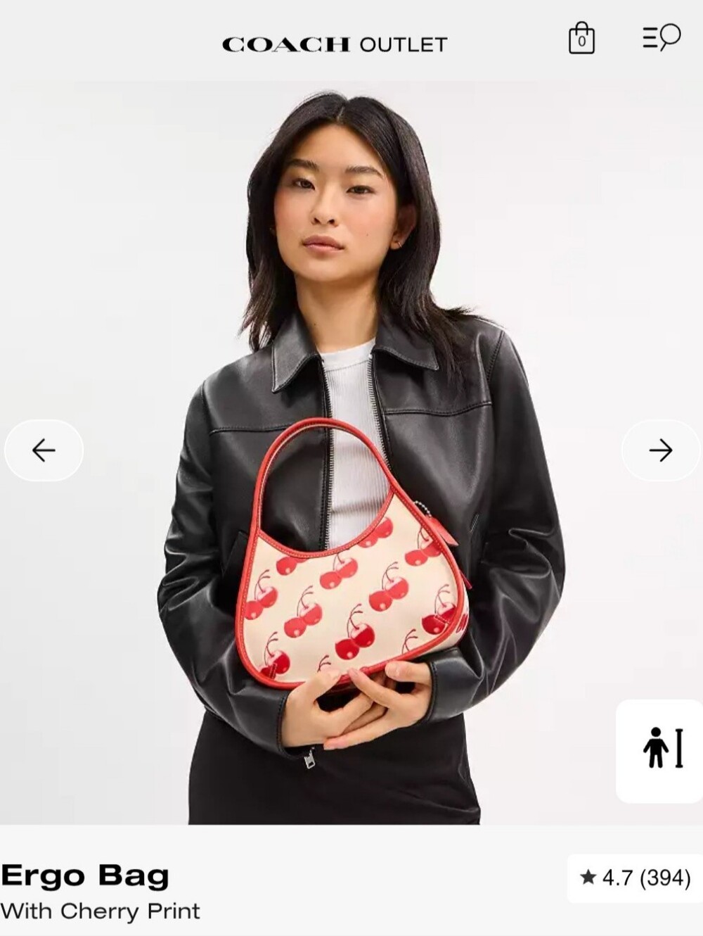 NWT Coach Cherry-Print Ergo Bag in Cream and Red/COACHTOPIA